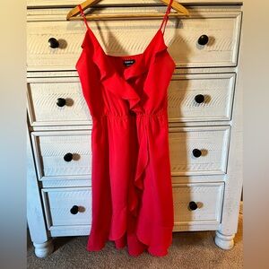 Bebe Vibrant Red Ruffle Dress